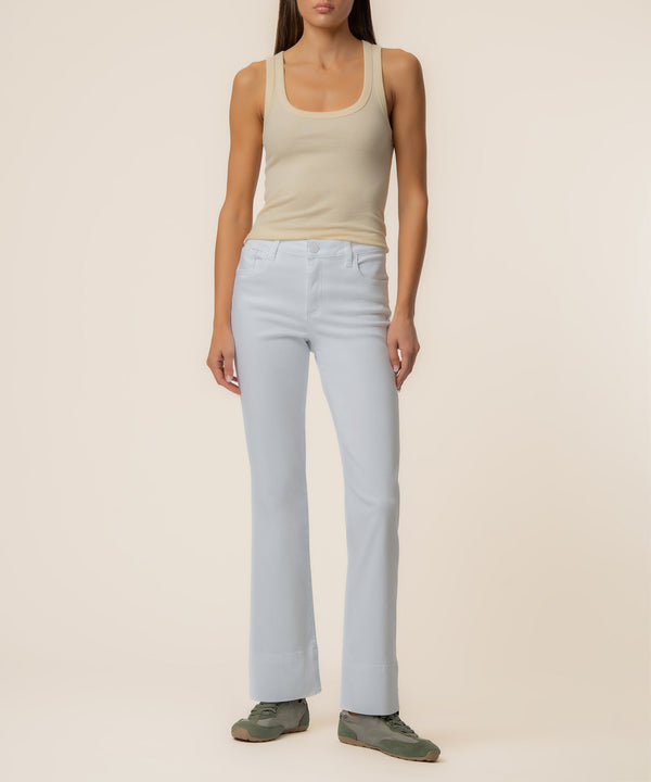 Kelsey Mid Rise Flare, Long Inseam in Optic White
