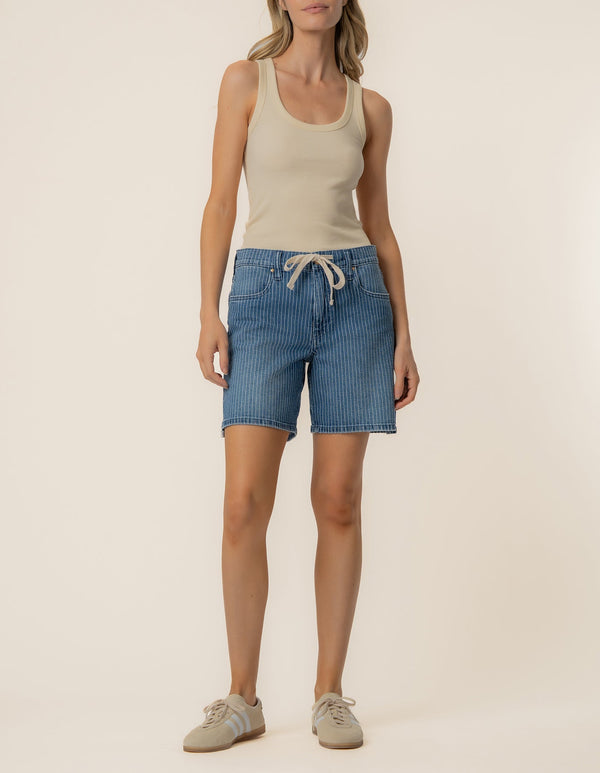 Holly Stripe High Rise Short in Relax Wash