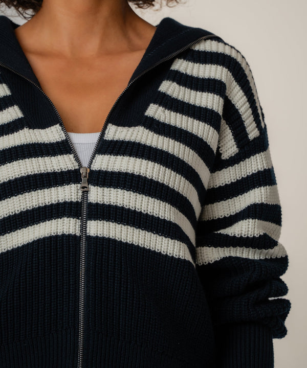 Noelle Stripe Sweater in Navy/Ivory