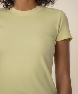 Langley Rib Top in Pastel Yellow
