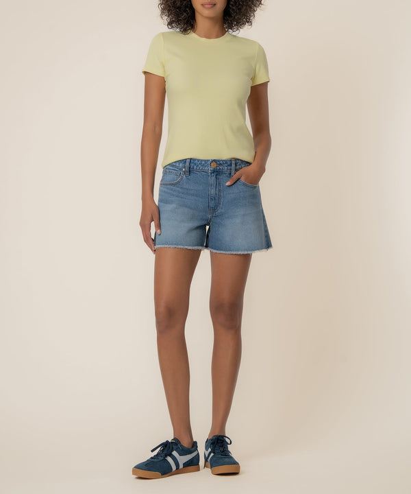 Langley Rib Top in Pastel Yellow