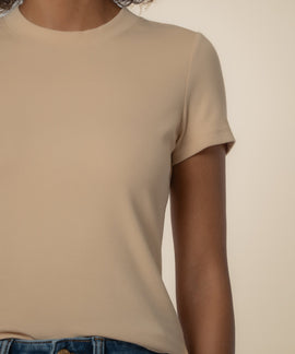 Langley Rib Top in Sand