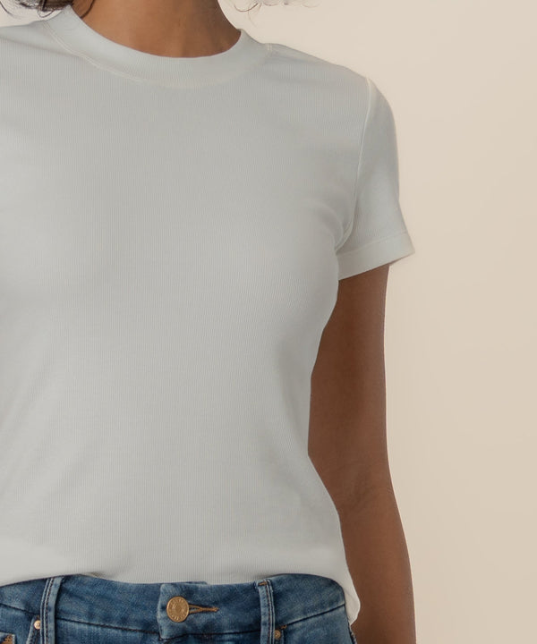 Langley Rib Top in White