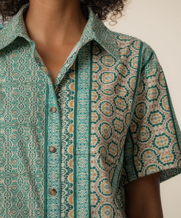 Aida Linen Top in Canterbury Jungle Sand