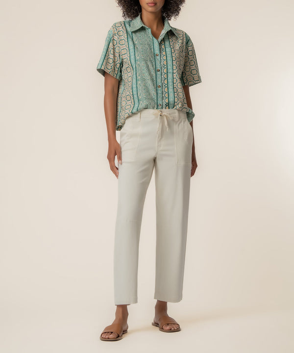 Aida Linen Top in Canterbury Jungle Sand