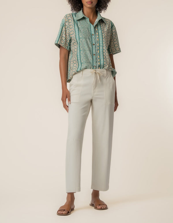 Aida Linen Top in Canterbury Jungle Sand