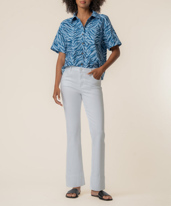 Aida Linen Top in Wolverhampton Navy