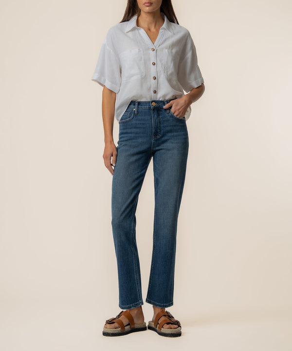 Brianna Linen Boxy Shirt in White