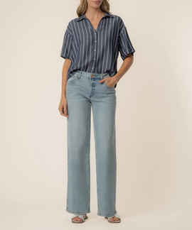 Brenda Stripe Boxy Shirt in Indigo/White