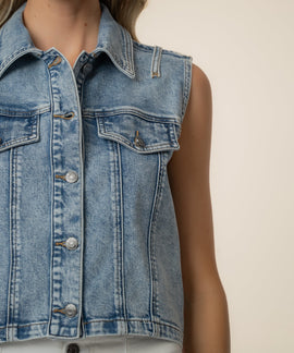 Frankie Denim Vest in Actually Wash